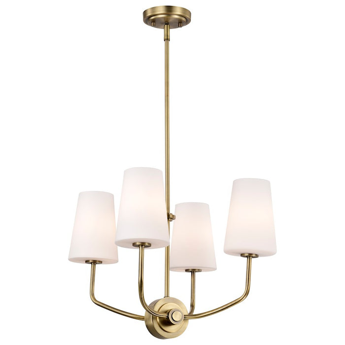 Nuvo Lighting Cordello 4 Light Chandelier, Brass/Etched White Opal