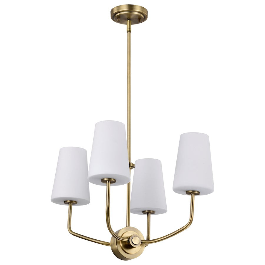 4 Light Chandelier, Brass