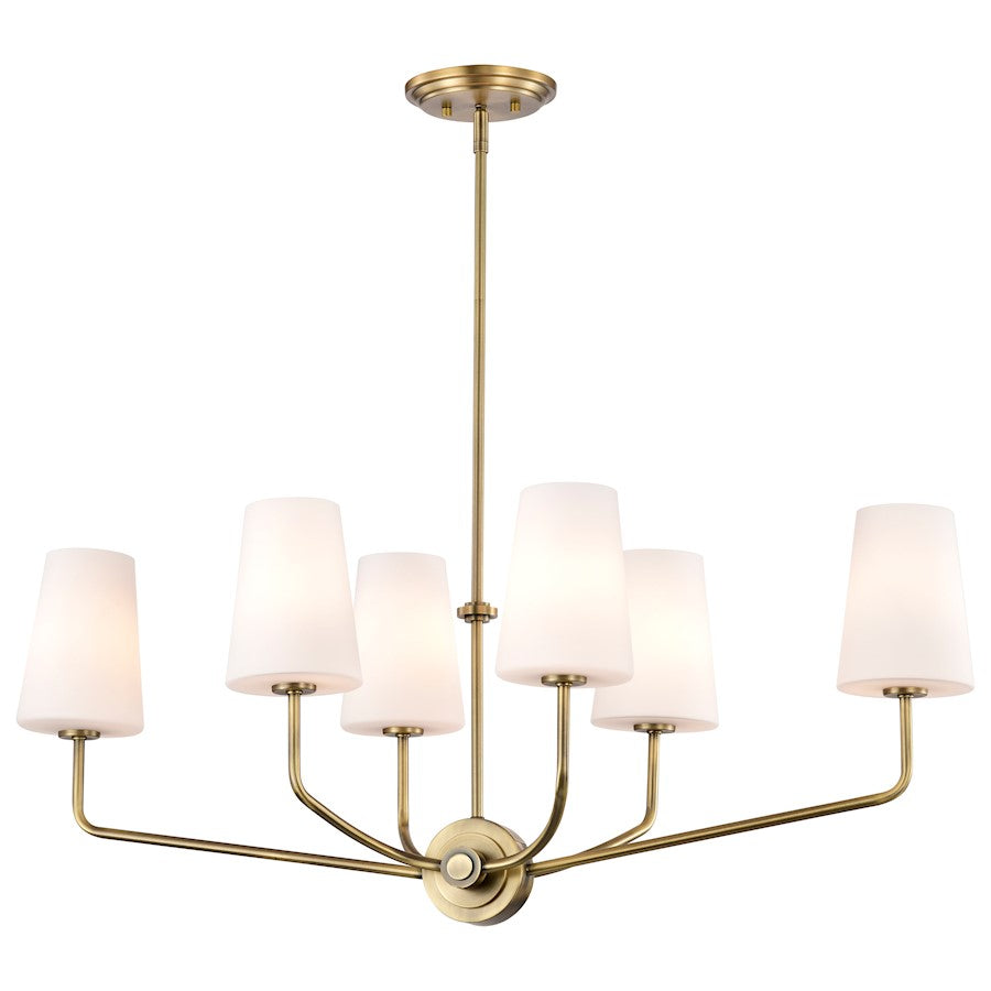 6 Light Island Pendant, Brass