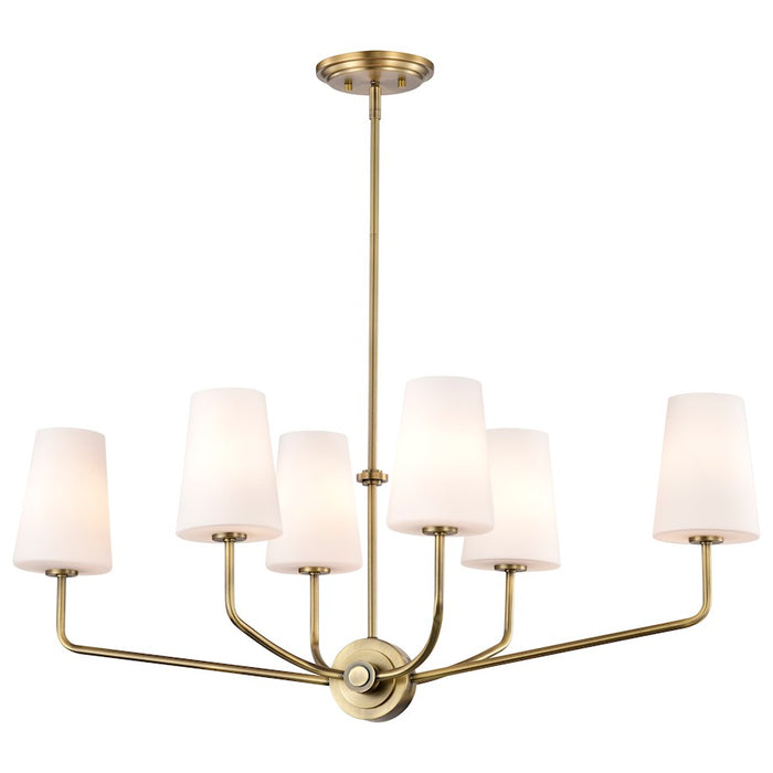 Nuvo Lighting Cordello 6 Light Island Pendant, Brass/Etched White Opal