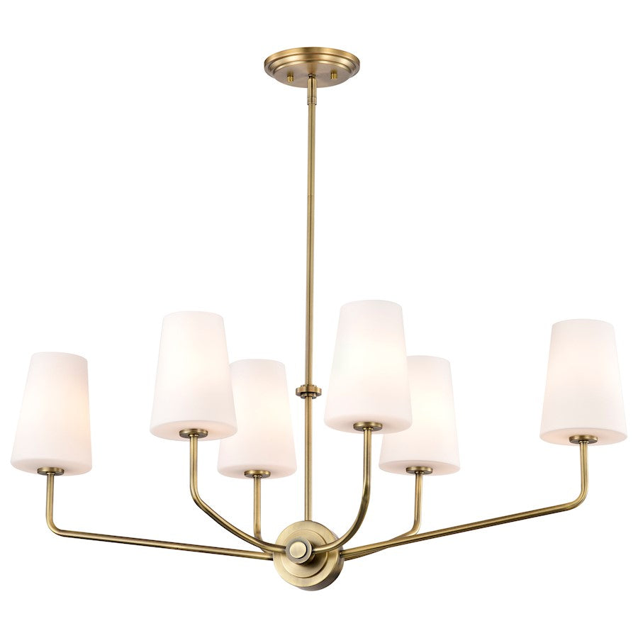 6 Light Island Pendant, Brass