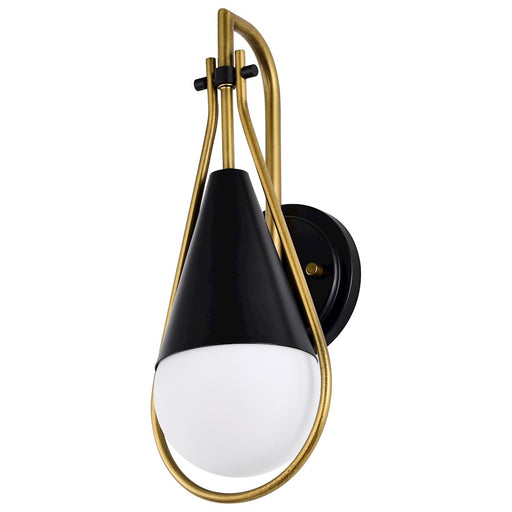 Nuvo Lighting Admiral 1 Light Wall Sconce, Black/Brass/White Opal - 60-7901