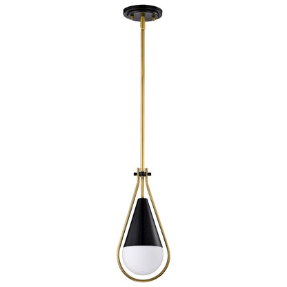 Nuvo Lighting Admiral 1 Light 10" Pendant, Black/Brass/White Opal - 60-7903