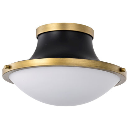 Nuvo Lighting Lafayette 1 Light 14" Flush Mount, Black/Brass/Opal - 60-7905