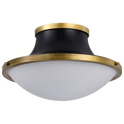 Nuvo Lighting Lafayette 1 Light 18" Flush Mount, Black/Brass/Opal - 60-7906