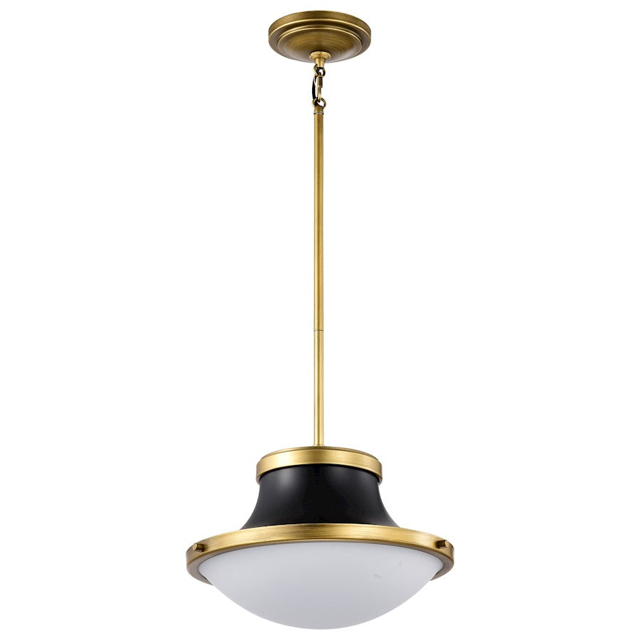 Nuvo Lighting Lafayette 1 Light 14" Pendant, Black/Brass/White Opal - 60-7907