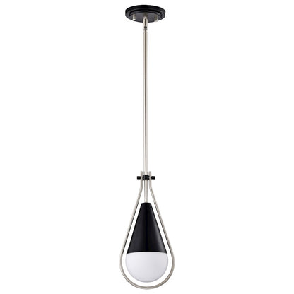 Nuvo Lighting Admiral 1 Light 6" Pendant, Black/Nickel/White Opal - 60-7912