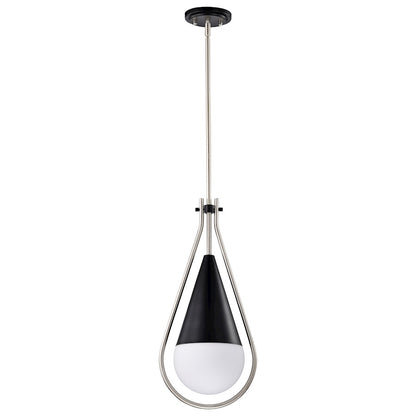 Nuvo Lighting Admiral 1 Light 10" Pendant, Black/Nickel/White Opal - 60-7913