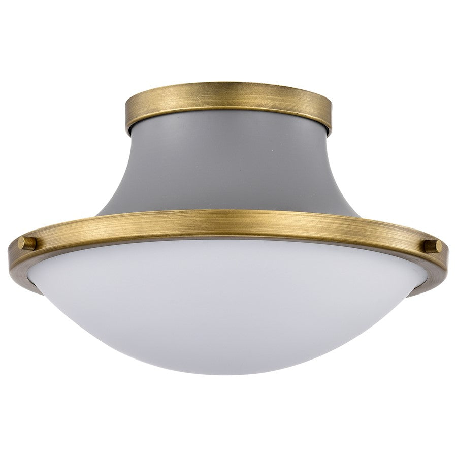 Nuvo Lighting Lafayette 1 Light 14" Flush Mount, Gray/Brass/White Opal - 60-7915