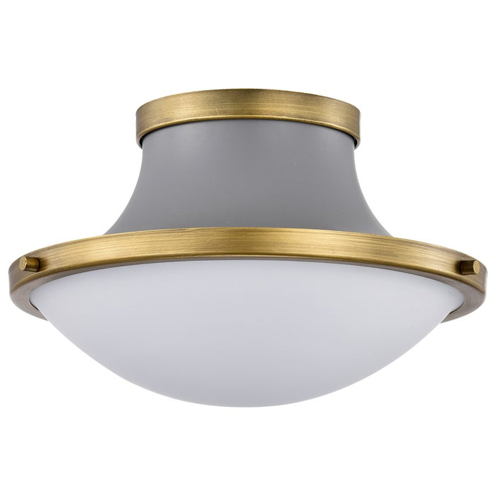 Nuvo Lighting Lafayette 1 Light 14" Flush Mount, Gray/Brass/White Opal - 60-7915