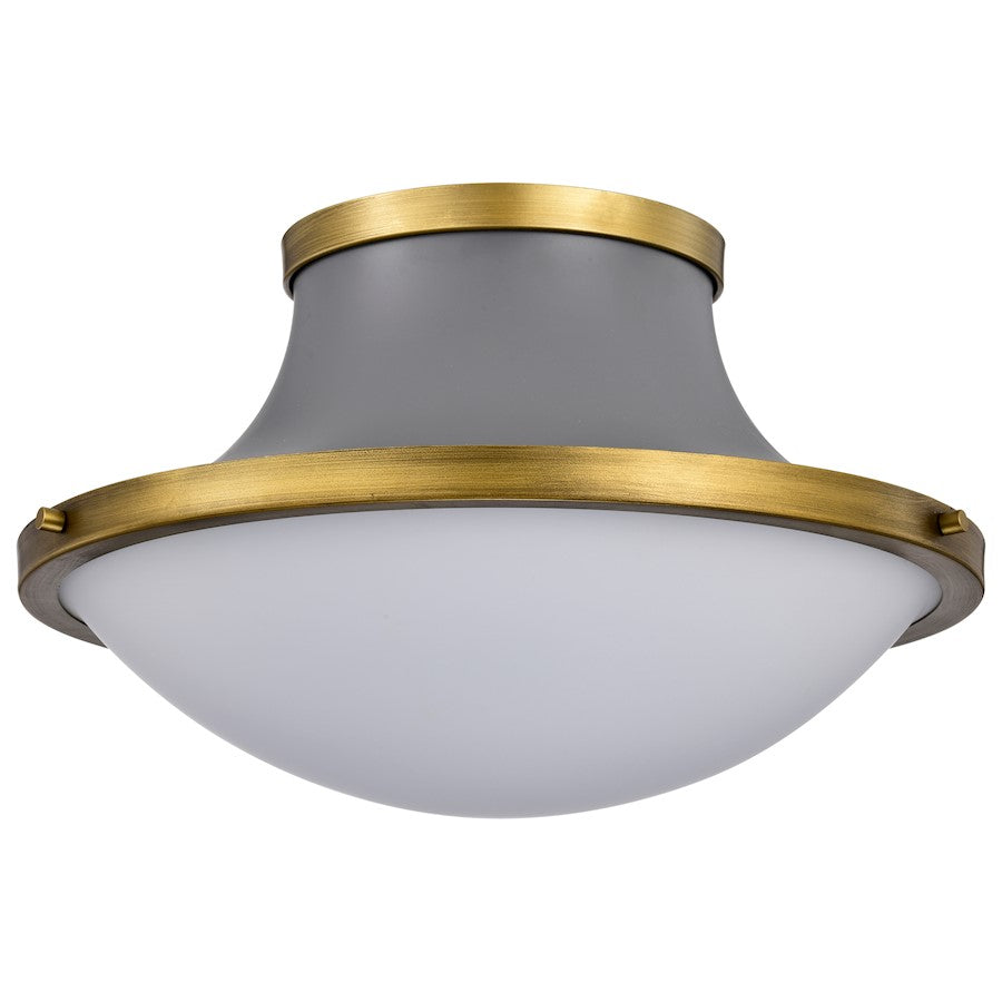 Nuvo Lighting Lafayette 1 Light 18" Flush Mount, Gray/Brass/White Opal - 60-7916