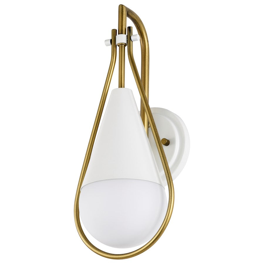 Nuvo Lighting Admiral 1 Light Wall Sconce, White/Brass/White Opal - 60-7921