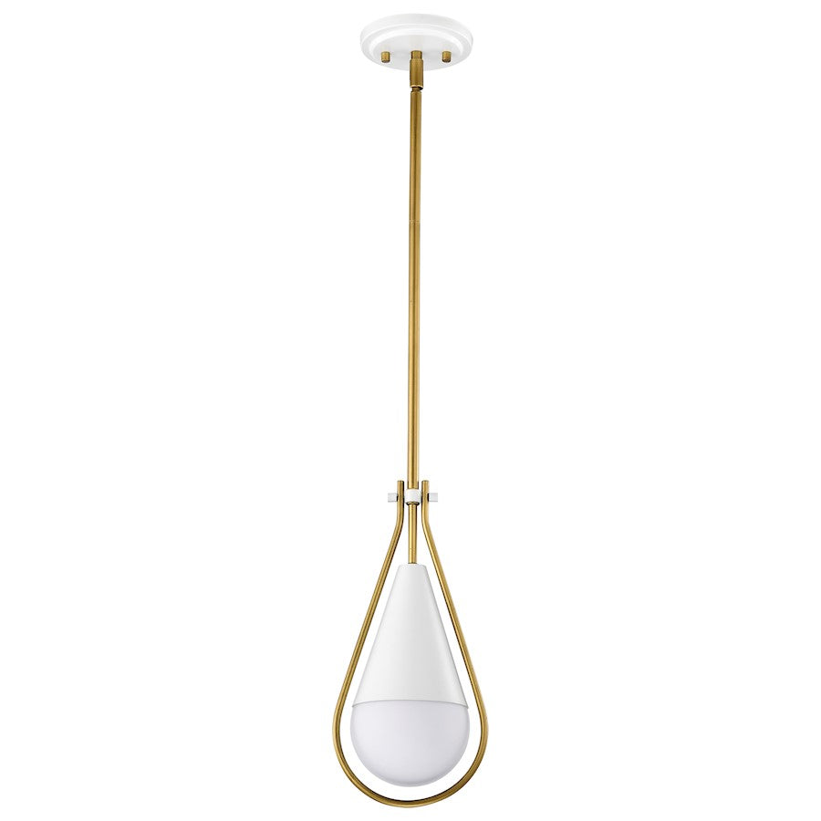 Nuvo Lighting Admiral 1 Light 6" Pendant, White/Brass/White Opal - 60-7922