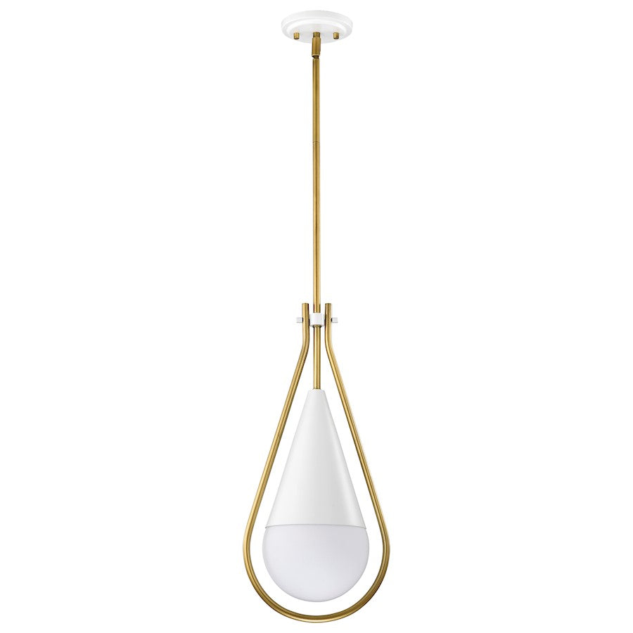 Nuvo Lighting Admiral 1 Light 10" Pendant, White/Brass/White Opal - 60-7923