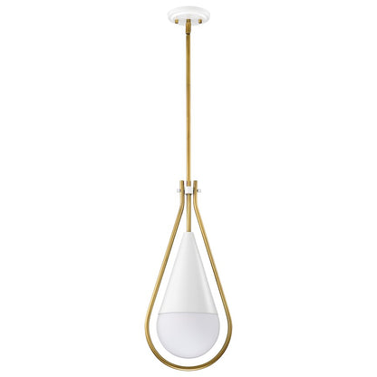 Nuvo Lighting Admiral 1 Light 10" Pendant, White/Brass/White Opal - 60-7923