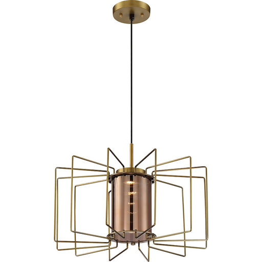 Nuvo Lighting Wired LED Pendant, Copper Glass, Vintage Brass - 62-1352
