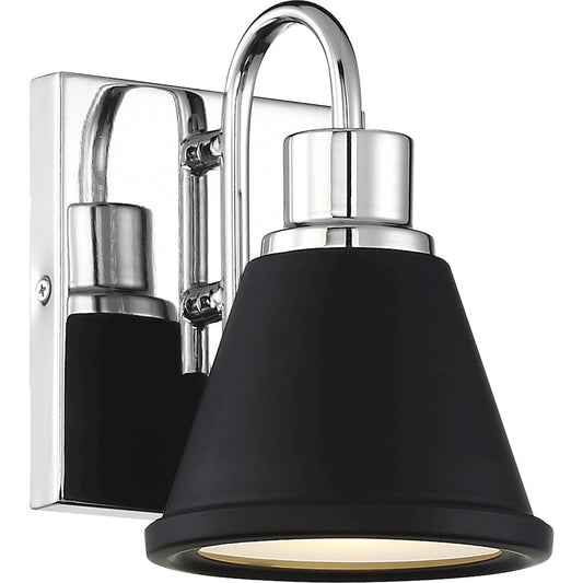 Bette 1 Light LED Vanity, Nickel/Black Metal Shade