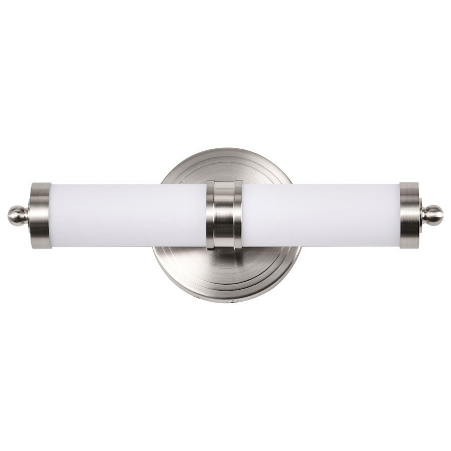 Kagen LED Bathroom Vanity Light, Brushed Nickel/White Acrylic Lens