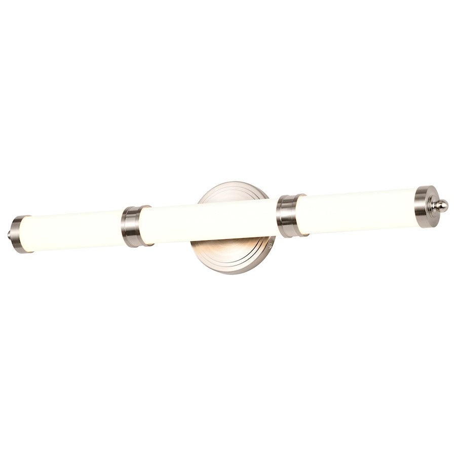 Kagen LED Bathroom Vanity Light, Brushed Nickel/White Acrylic Lens