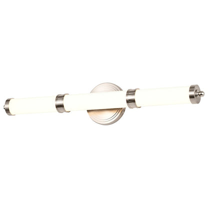 Kagen LED Bathroom Vanity Light, Brushed Nickel/White Acrylic Lens