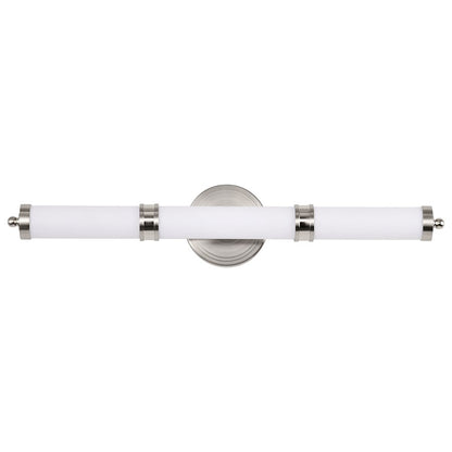 Kagen LED Bathroom Vanity Light, Brushed Nickel/White Acrylic Lens