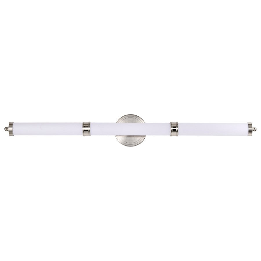 Kagen LED Bathroom Vanity Light, Brushed Nickel/White Acrylic Lens