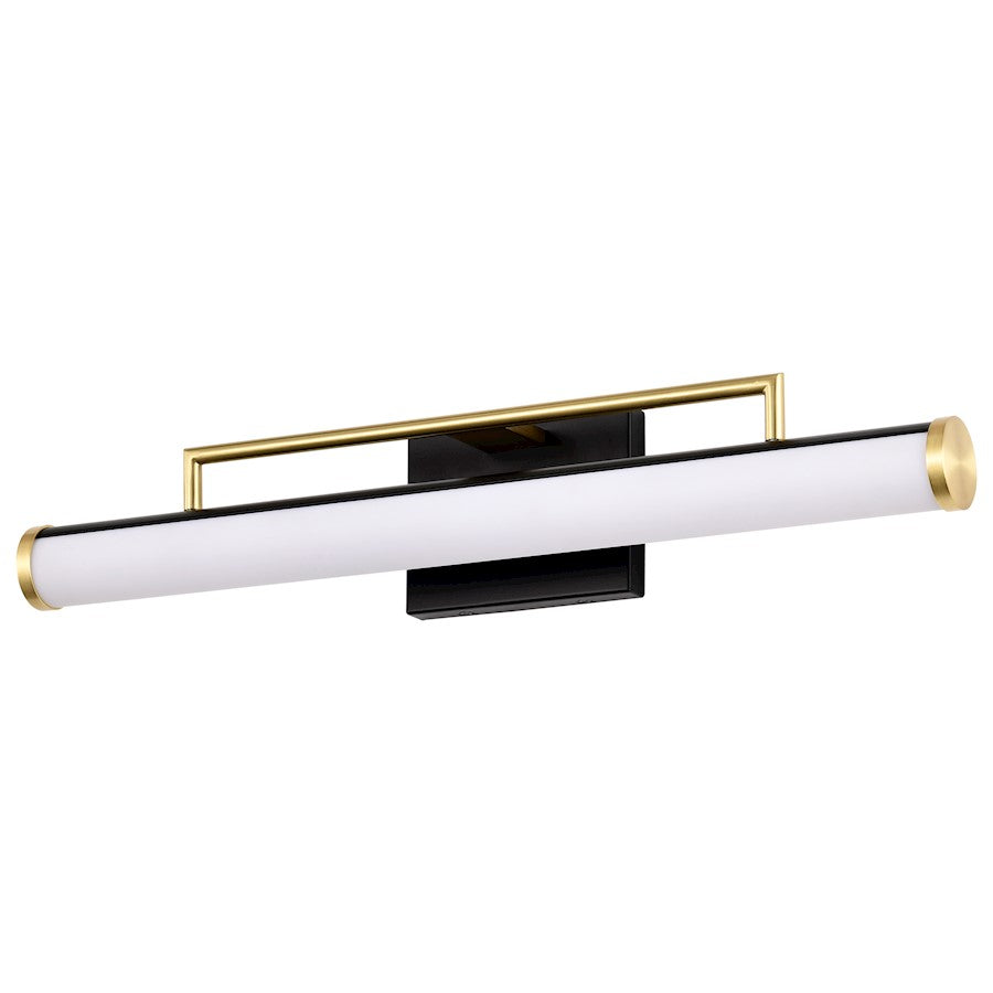 Nuvo Lighting Solano Medium LED Vanity, Black/Brass/White Acrylic Lens - 62-1538