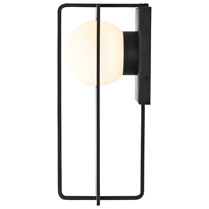 Nuvo Lighting Portal 6W LED Wall Lantern, Black/White Opal