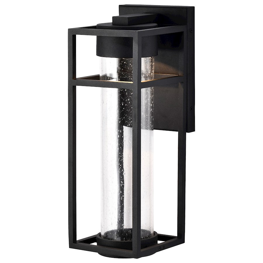 Nuvo Lighting Ledges 6W LED Medium Wall Lantern, Black/Clear Seeded - 62-1612