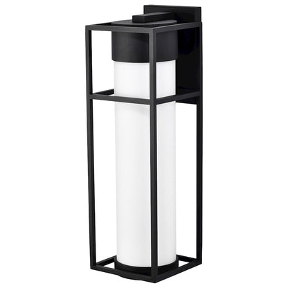 Nuvo Lighting Ledges 10W LED Large Wall Lantern, Black/White Opal - 62-1613