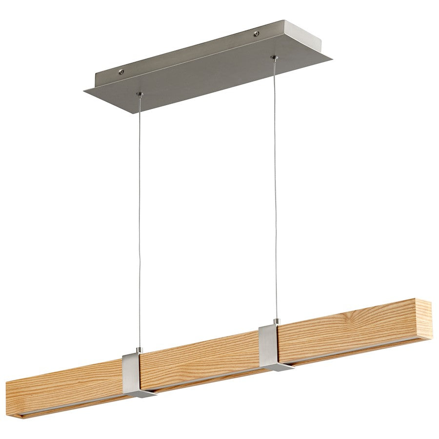 Oxygen Lighting Decca 1 Light 36" Pendant, Nickel/White Oak/White - 3-36-5224