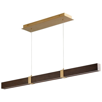 Oxygen Lighting Decca 1 Light 48" Pendant, Aged Brass/Walnut/White - 3-48-2440