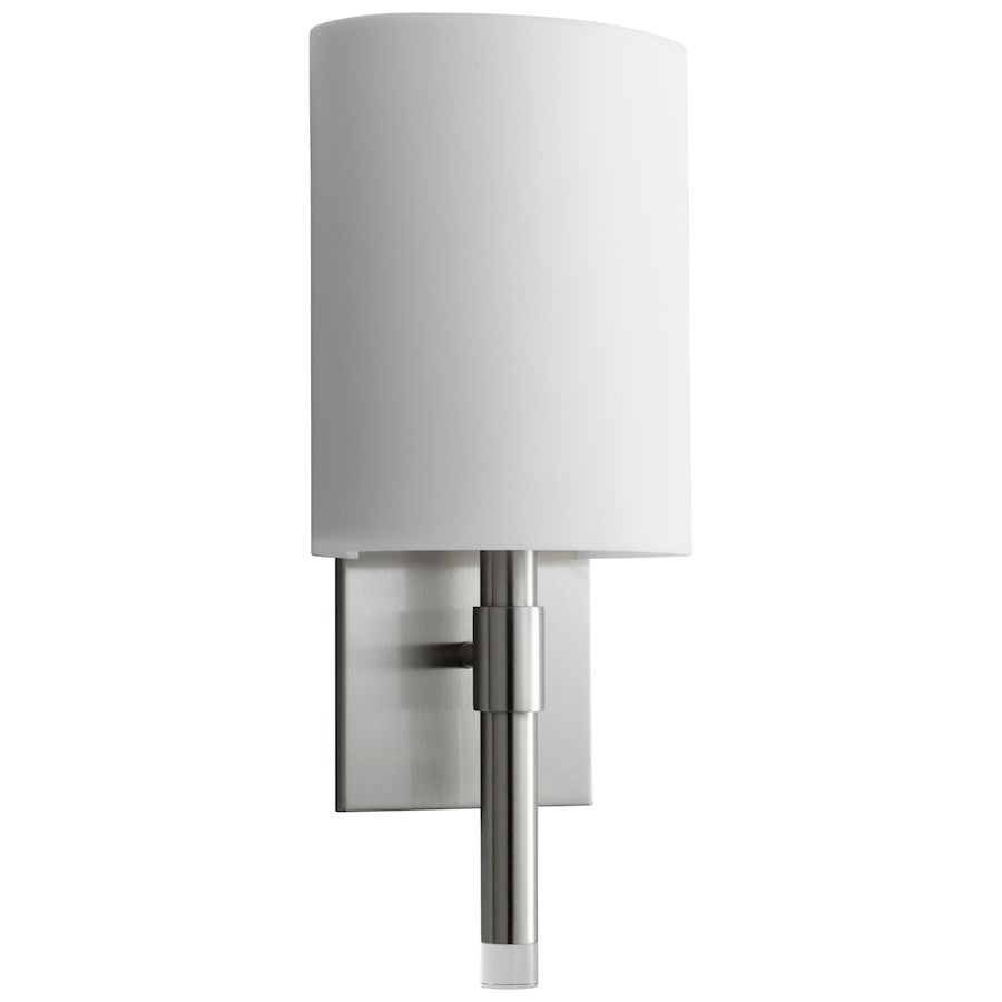 Oxygen Lighting Beacon 1 Light Sconce, 8.4W, Satin Nickel/White - 3-587-224