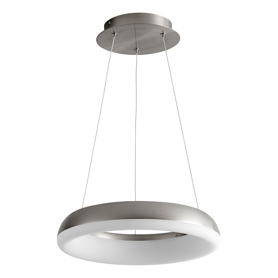 Oxygen Lighting Roswell 16" 1 Light Pendant, Satin Nickel/Matte White - 3-62-24