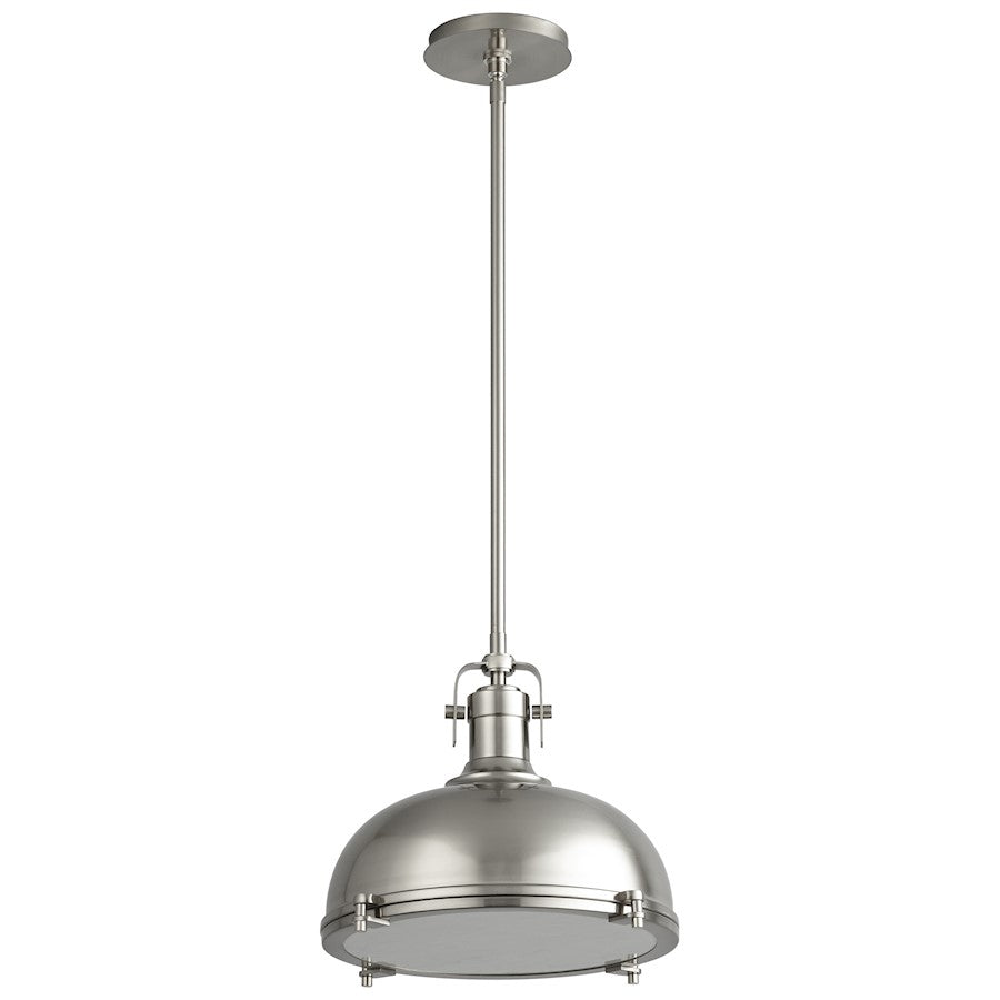 Oxygen Lighting Vida 1 Light LED Pendant, Nickel/White Tiffany Glass - 3-6203-24