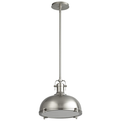 Oxygen Lighting Vida 1 Light LED Pendant, Nickel/White Tiffany Glass - 3-6203-24