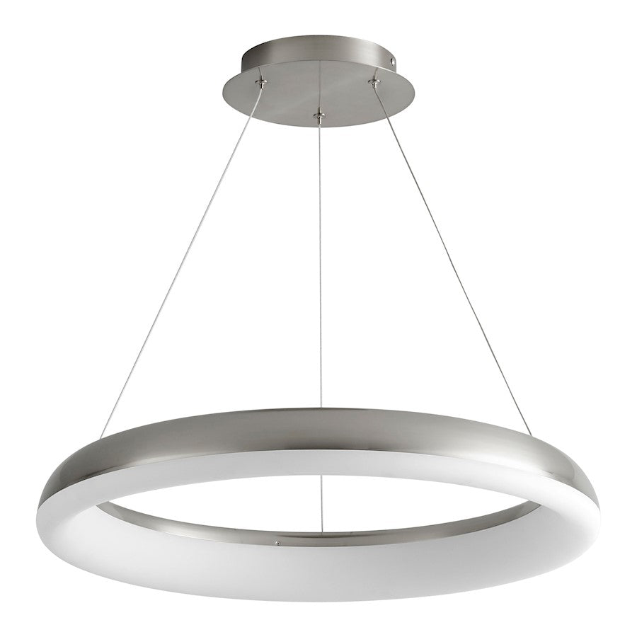 Oxygen Lighting Roswell 24" 1 Light Pendant, Satin Nickel/Matte White - 3-63-24