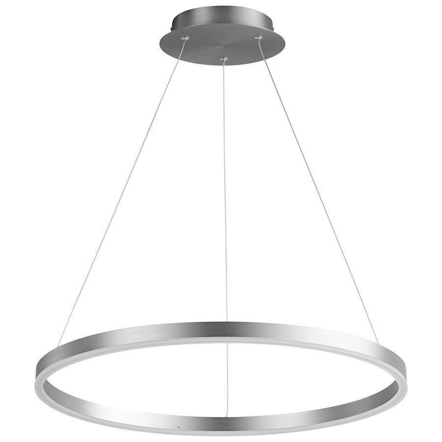 Oxygen Lighting Circulo 1 Light 24" Pendant, Satin Nickel/Matte White - 3-64-24