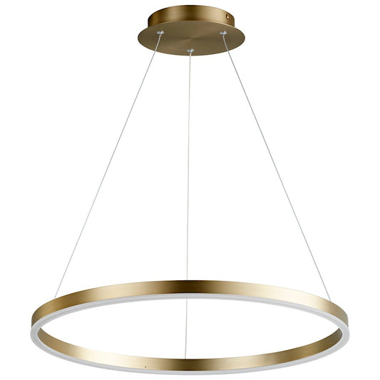 Oxygen Lighting Circulo 1 Light 24" Pendant, Aged Brass/Matte White - 3-64-40