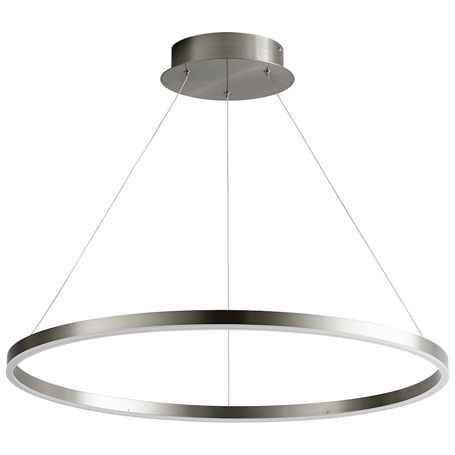 Oxygen Lighting Circulo 1 Light 32" Pendant, Satin Nickel/Matte White - 3-65-24