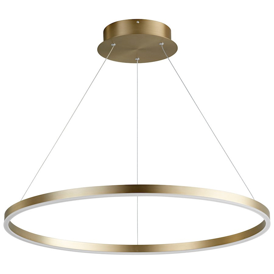 Oxygen Lighting Circulo 1 Light 32" Pendant, Aged Brass/Matte White - 3-65-40