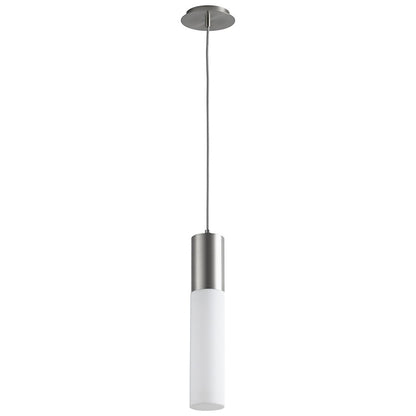 Oxygen Lighting Magnum 1 Light Pendant, Satin Nickel/Matte White - 3-653-24