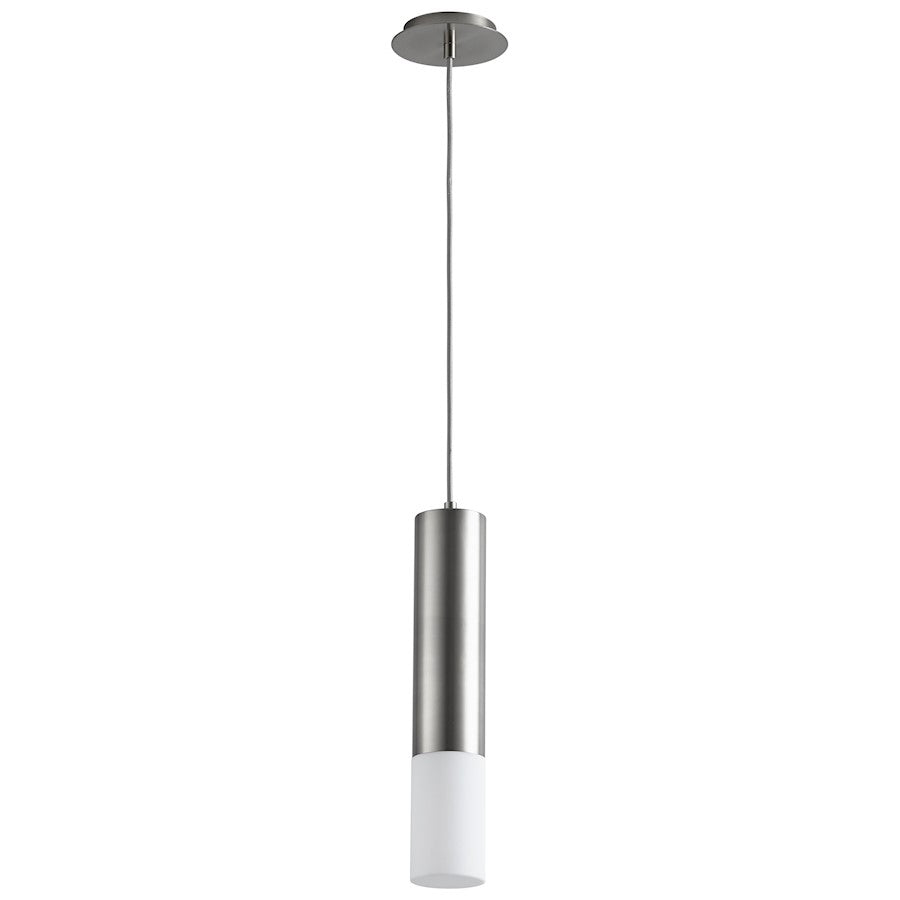 Oxygen Lighting Opus 1 Light Pendant, Satin Nickel/Matte White - 3-654-24