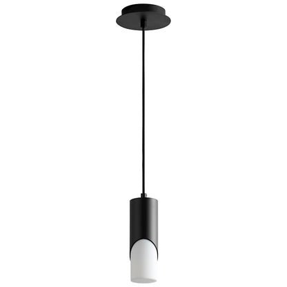 Oxygen Lighting Ellipse 1 Light 9.25" Pendant, Black/White Opal - 3-667-115