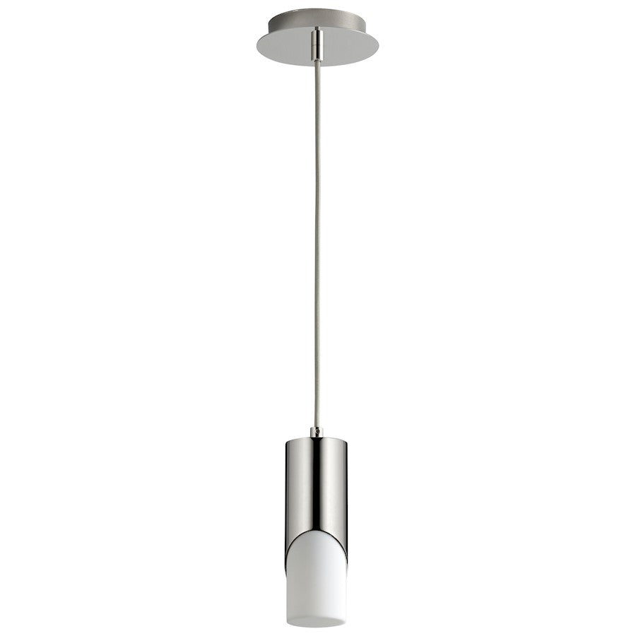 Oxygen Lighting Ellipse 1 Light 9.25" Pendant, Polished Nickel/White - 3-667-220