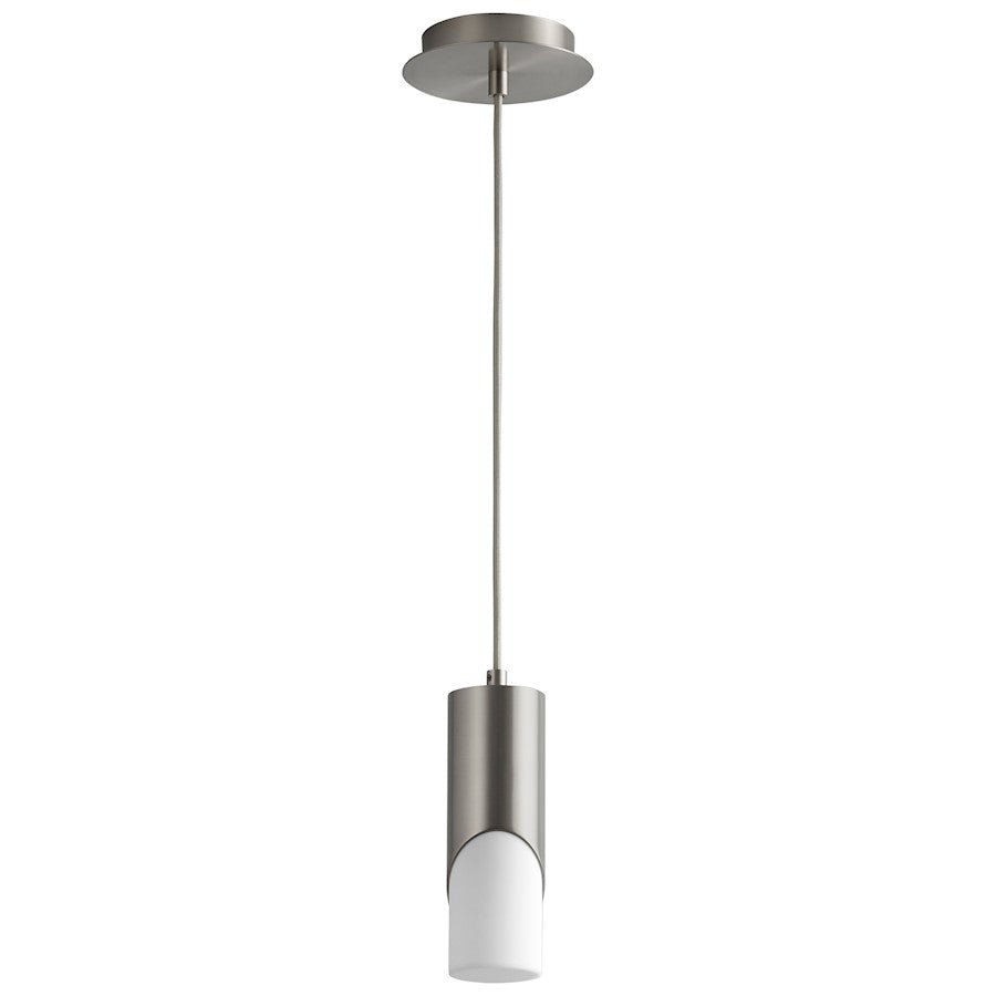 Oxygen Lighting Ellipse 1 Light 9.25" Pendant, Satin Nickel/White - 3-667-224