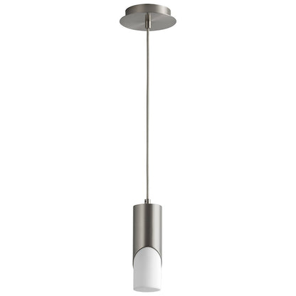 Oxygen Lighting Ellipse 1 Light 9.25" Pendant, Satin Nickel/White - 3-667-224