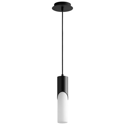 Oxygen Lighting Ellipse 1 Light 13.25" Pendant, Black/White Opal - 3-668-115