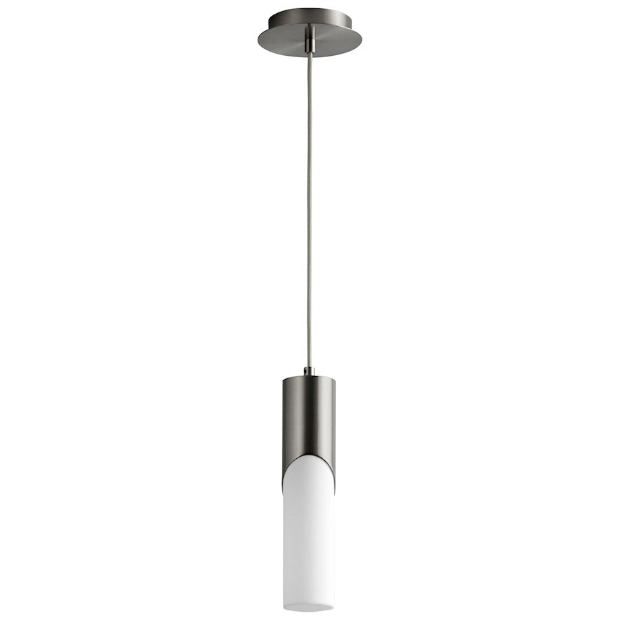 Oxygen Lighting Ellipse 1 Light 13.25" Pendant, Satin Nickel/White - 3-668-224