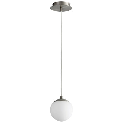 Oxygen Lighting Luna 6" 1 Light Pendant, Satin Nickel/White - 3-670-24